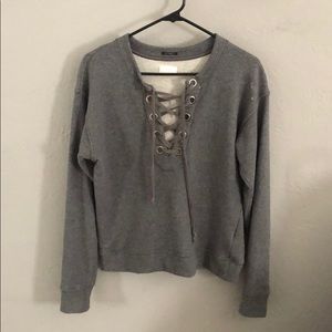Mother Denim Lace Up Sweatshirt